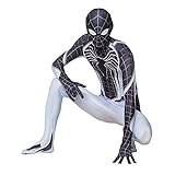 LXYGRY Kinder PS4 Spiderman Overall Kostüm Erwachsene Cosplay Bodsyuit Anzug Halloween Verbundene Strumpfhose Weihnachten Onesuit Rollenspiel Kleidung Onesie,Black- Kids 1X (135~145cm)
