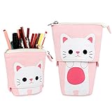 Jubaopen 1 Set Leinwand Federmäppchen Nette Bleistifthalter Cartoon Federmäppchen Katze Kosmetiktasche Schreibwaren mit Reißverschluss Veranstalter Bleistift Halter für Studenten Teleskopisch Mäpp