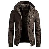 QWERD Herren Übergangsjacke Militär Jacke Stehkragen Fliegerjacke Baumwolle Blouson Bomber Jacke Armeejacke Feldjacke Herren Winter Warme Parka Kapuzenjacke Cargo Winterparka Jacke mit T