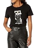 KARL LAGERFELD Paris Damen Doll Tee T-Shirt, Karl & Choupette Schwarz, X-Groß