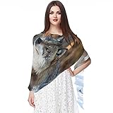 Staroutah Schal Seidenschal Damen Seide Stola für Abendkleid Hochzeit Seide Schal Sonnenschutz Halstuch Drei Wölfe marschieren zusammen für frau die g