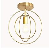 Deckenleuchte LED Schlafzimmerlampe Deckenlampe Kreative Modern Landhaus Stil Eisen Kronleuchter E27 Lampenfassung für Innen Wohnzimmerlampe Kinderzimmer Esszimmer Küche Flur Deko (Gold) (A)