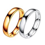 Aotiwe Paar Ringe Roségold Silber Ringe Hochglanzpoliert, Rostfreier Stahl Damen 67 (21.3) & Herren 60 (19.1)