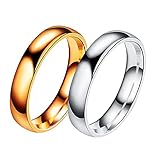 Aotiwe Paar Ringe Roségold Silber Ringe Hochglanzpoliert, Rostfreier Stahl Damen 67 (21.3) & Herren 67 (21.3)