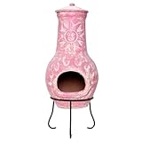 Nexos Terrassenofen Mexico-Ofen Tonofen Terracotta 19 kg Gartenofen mit Schlot und Deckel Stahlgestell 80 85 cm wählbar (80)