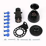 Woola 12V Anhänger Stecker und Steckdose Adapter Kit, 7-polige Anhänger Steckdose Stecker Adapter Kit mit wasserdichtem Pad für RV LKW-Anhänger Zubehö