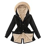Darringls Winter Jacke Damen Winterjacke Warm Gefüttert Windbreakers Outdoor Parkas Mittlere Länge Softshelljacke Große Größen Kapuzenjacke Casual Übergangsjacke Elegant M