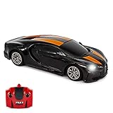 CMJ RC Cars Bugatti Chiron offiziell lizenziertes ferngesteuertes Auto im Maßstab 1:24 Arbeitsscheinwerfer 2,4 GHz (Schwarz/Orange)