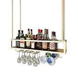 HEDMAI Barschrank Weinflaschenregal Glasbecher Aufbewahrungsregal Industrielles Dekor RacksWandmontierte Metall Eisen Stielglas Weinhalter ， für Küche Restaurants Deckenaufhängung (Größe : 80x25x21