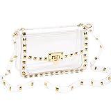 COROMAY Transparente Geldbörse für Frauen, durchsichtige Crossbody-Tasche, Stadion-Zulassung, modische Nieten-Dekoration, transparente Geldbö