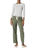 Amazon Essentials Langärmeliges Strickoberteil und leichtes Flanell Pyjama-Set, Grün, Eichhörnchen, XL