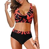 SHOBDW Bikini Set für Damen,Swimwear Women Bikini,Damen BH Bikini 2-Teilig Bikini Set Low Cut High Waist Swimsuit,Geteilter Badeanzug,Sexy Badeanzug