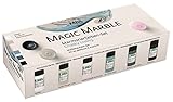 Kreul 73613 - Magic Marble Marmorierfarbe, Chalky Living Set, 6 x 20 ml Farbe in braun, rosa, petrol, grau, farblos und schwarz, zum Tauchmarmorieren von Holz, Glas, Kunststoff, Papier und Styrop