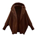 Zestion Damen Langarm Kapuzenjacke Mode Einfarbig Lose Täglich Bequemer Trend Allgleiches Herbst- und Winterjacke XXL