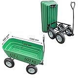 TRUTZHOLM® Gartenwagen mit Kippfunktion Transportwagen 400 kg Bollerwagen Kippwagen Gartenkarre Schubkarre Kippfunktion Lenkachse 125 L