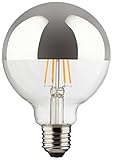 MÜLLER-LICHT, Retro-LED Lampe Miniglobe ersetzt 60 W, Glas, 8 W, E27, silber, 9,5 x 9,5 x 13,5 cm dimmb