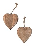 Marzoon 2X Holz Anhänger Herz je 10 x 9,5 cm, Massiv Holzherzen zum Hängen Holz-Deko Mitbringsel Hochzeitsdeko Raumdek