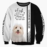 POAYAOLIAN Hoodies Jacken T-Shirt Strickjacke Thin 3D Coton DE Tulear Druck Pullover Männer Frauen Polyester Casual Sweatshirt / A3 / 2XL