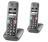 Gigaset Easy - 2 DECT-Telefon schnurlos für Router - Fritzbox, Speedport kompatibel - hörgerätekompatibel, anthrazit-g