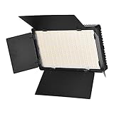 Andoer 600 LED Videoleuchte, Dimmbares Bi-Farbe LED Fotolicht mit Barndoor 1/4 Zoll Schraubloch Kugelkopf Kaltschuhhalterung für Fotostudio YouTube Video Make-up