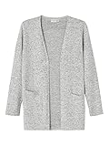 NAME IT Kids Mädchen NKFVICTI LS Knit Card NOOS Strickjacke, Grey Melange, 158-164