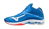 Mizuno Unisex Wave Lightning Z6 Mid Volleyball-Schuh, French Blue/White/Ignition Red, 48.5 EU