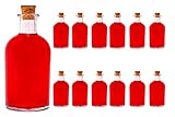 slkfactory 12 x 250 ml Leere Glasflaschen New-BOST mit Korken Verschluss Likörflasche Schnapsflasche Essigflasche Ölflasche Saftflasche zum selbst Abfüllen, Nr 200ML