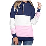 Damen Kapuzenpullover Damen Langarm Sweatshirt Pullover Casual Kapuzenpullover Lose Tunika Bluse Oversized Top Frauen Plus Size Langarm Sweatshirt Shirts Tops Pullover (3XL,6Blau)