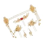 Sharplace 1 Set Hochzeitsschmuck Blume Haarspins Ohrringe Gold Haarschmuck, Chinesische Traditionelle Klassische Brautköp