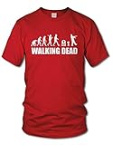 shirtloge - Evolution Walking Dead - Kult - Fun T-Shirt - Rot (Weiß) - Größe XL