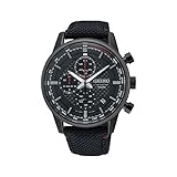 Seiko Chronograph Herren-Uhr mit Titankarbidauflage und Textilband SSB315P1