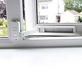 BeeGo Fenstersicherung Kinder für PVC-, Holz-, Metall- und Aluminium-Fensterrahmen, Fenstersicherung Selbstklebend, Kein Werkzeug oder Bohren, Kindersicherung Einfache Installation, (1 Schloss, Weiß)