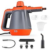 Dampfreiniger 1200 W, Haushalts Dampfreiniger hand mit 450 ml Tank und 9 Zubehör, Hochdruck-Dampfreiniger handgerät, Handdampfreiniger für Küche, Bad, Teppiche, Kleidung, Vorhänge usw