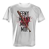 Fashionalarm Herren T-Shirt - Eeny Meeny Miny Moe | Fan Shirt zur Serie T-W-D als Geschenk Idee | Dead Walking Lucille Negan Rick Glenn The Saviors, Farbe:weiß;Größe:5XL