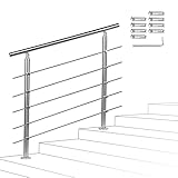 Sonnewelt Geländer 160cm Treppengeländer mit 5 Querstreben Ø 42mm Edelstahl Handlauf für Innen und Außen geeig