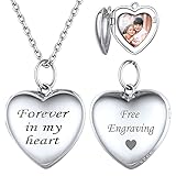 ChicSilver Silber Damen Herz Medaillon zum Öffnen Photo Bild Amulett mit „Forever in My Heart“ Mädchen Foto Amulett mit Ihr Wunschgravur für Geburtstag W