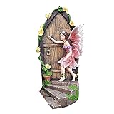 BIUDUI Miniatur-Tür-Statue-Dekor, Funkelnde Feentür-Gartenhaus-Ornament, Gartenfigur-Ornament, Garten-Peeker-Yard-Kunst Für Rasen Indoor Oder Outdoor (20 cm)