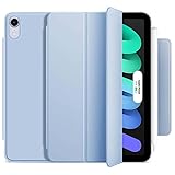 TENGFA Magnetische Hülle für iPad Mini 6 2021 8.3 Zoll, Trifold Smart Case Schutzhülle mit weicher TPU Rückseite, Auto Sleep/Wake Cover, mit Displayschutzfolie,Blau,with Hasp