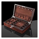 SXXYZY Retro-Uhrenbox mit 4 Schlitzen aus Massivholz und Innenflanellbox aus F