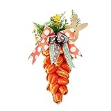 RIABXZ Tulpen-Tür-Hängeornament, 48,3 cm, Osterdekoration, künstliches Tulpen-Rattan mit Band, grüne Pflanze, karottenförmiger Türhänger für Haustüre, Oster-Party-Dek