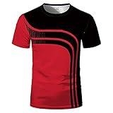 T-Shirt Herren Regular Fit Rundhals Spleißen Gestreift Drucken Tops Herren Sommer Mode Kurzarm Shirt Herren Work Lässig All-Match Sportshirt H
