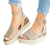 Damen Sandaletten Atmungsaktiv rutschfest Riemchensandale Sandals Gartenschuhe Frauen Weich Schuhe Römersandalen Sandaletten Bequem Sommer Flach Plateau Elegant Sommerschuhe S