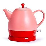 FYHH-JZHY Keramik Wasserkocher Schnurloses Wasser Tee ，Tee-Retro 1L Kanne ，1350W Wasser Schnell Für Tee ，Automatische Abschaltung ，Weiß