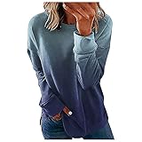 Damen Mode Casual Oberteil Tunika Basic Hemdbluse Elegant Rundhals Pullover Freizeittop Lange Ärmel Bluse Longsleeve Langarmshirt T-Shirts Drucken Top