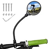 Zacro Fahrradspiegel + Fahrradglocke, 360°Verstellbar Fahrradspiegel Rückspiegel für Mountainbikes Rennräder (2 STÜCK), mit Fahrradklingel(Silber) für Erw