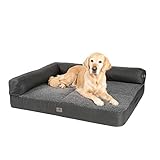 JAMAXX Premium 2-in-1 Hunde-Sofa - Orthopädische Memory Visco Füllung, Abnehmbare Polster und Bezug Waschbar, Hochwertiger Stoff Lammfell/Sherpa, PDB3014 (L) 120x90