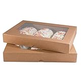 Keks-Kuchen-Shoppe-Geschenk-Boxen aus Kraftpapier mit transparentem Fenster (12 Stück) zum Basteln und Aufbewahren von Keksen, Leckereien, Süßigkeiten, T-Shirts, Geschenke, Backw