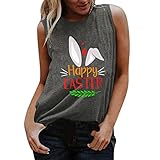 Damen Osterhasen Druck Tanktops Happy Easter Ostern Weste Tshirt Ärmellose Rundhals Sommertops Basic Shirt 2022 Lustig Festival T Shirts Sportweste Bequeme Tunika Bluse L