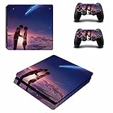 JWRHCH Anime deinen Namen Ps4. Slim Skin Sticker for Sony Playstation 4 Console und 2 Controller Ps4. Slim Skins Aufkleber Aufkleber Vinyl (Color : KYSP4S-0293)