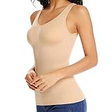 Joyshaper BH-Hemd Damen Unterhemd Padded Top Figurformender Trägertop Gepolstert Bustier Nahtlose Camisole Kompressions-Tanktop Shirt (Beige, S)